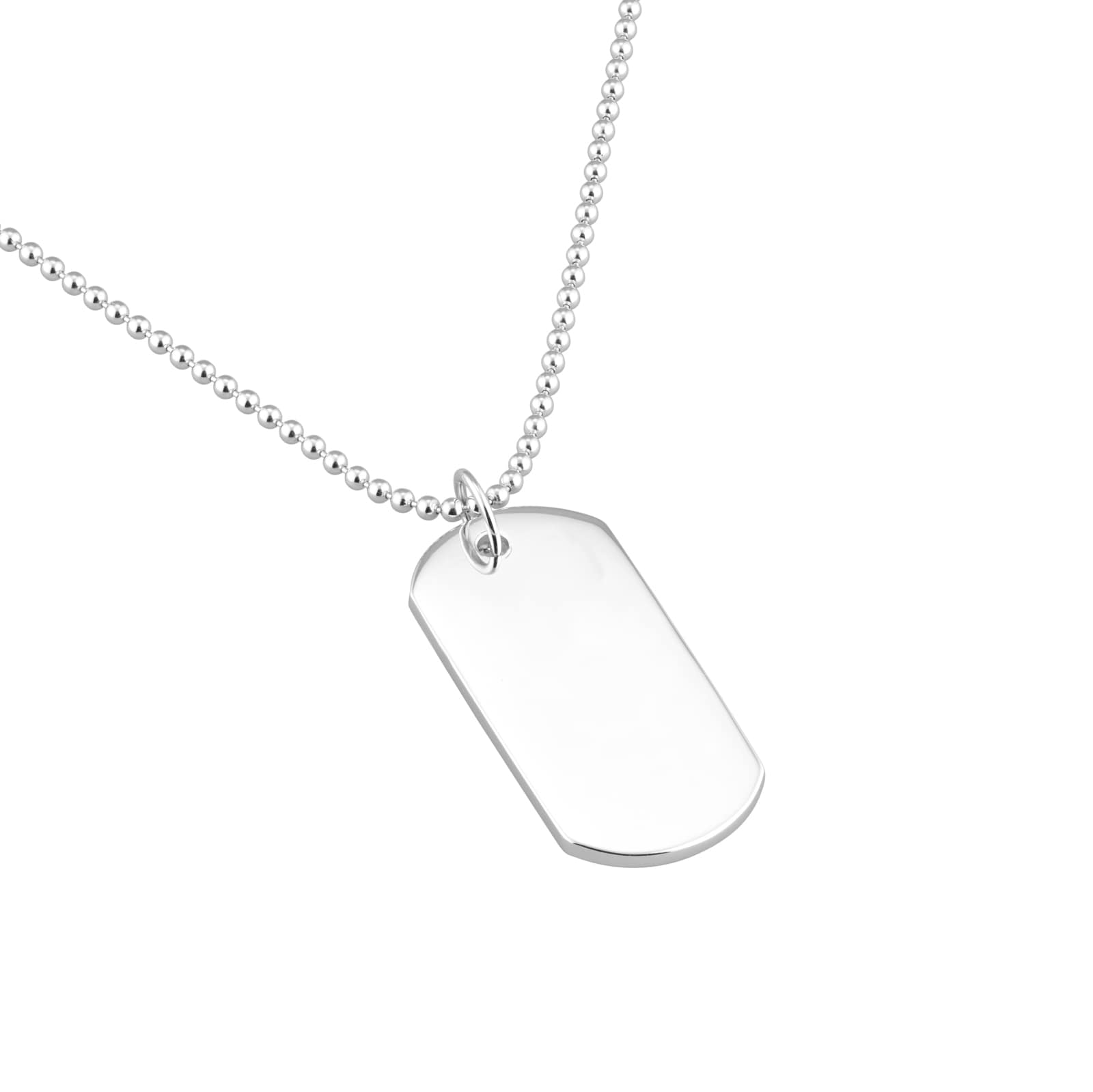 Goldsmiths Sterling Silver Double Dog Tag Beaded Chain Necklace