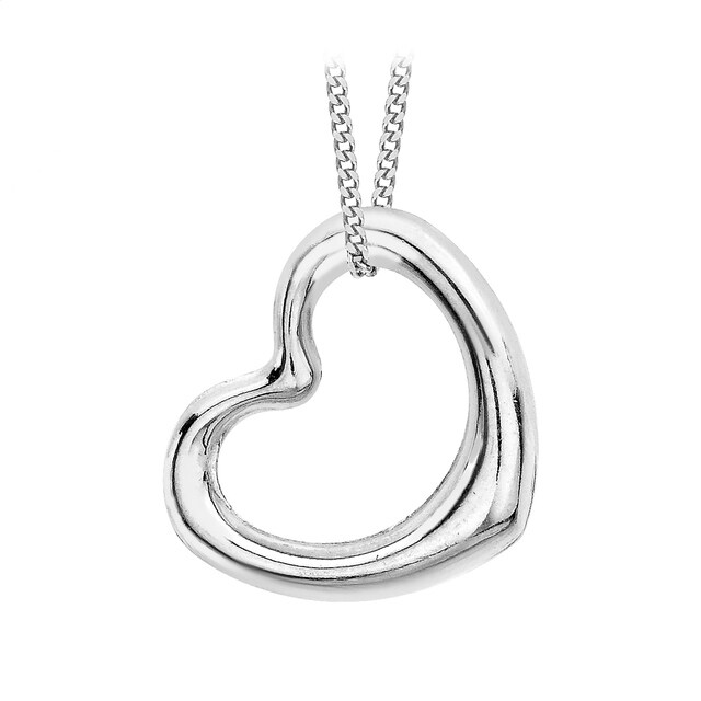 Goldsmiths 9ct White Gold Floating Heart Pendant