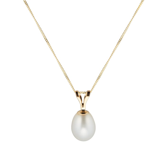 Goldsmiths 9ct Gold Freshwater Pearl Pendant and Earring Set