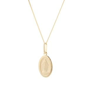 Goldsmiths 9ct Yellow Gold Oval Mary Pendant