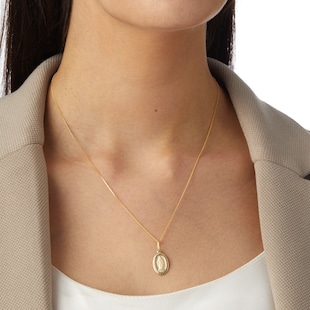 Goldsmiths 9ct Yellow Gold Oval Mary Pendant