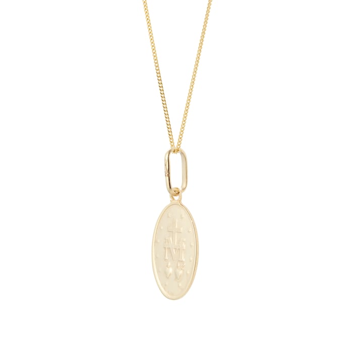 Goldsmiths 9ct Yellow Gold Oval Mary Pendant