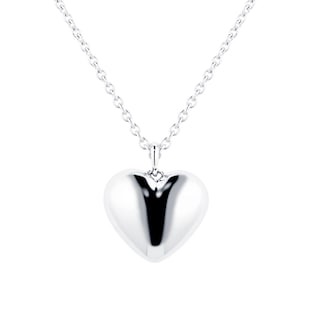 Mappin & Webb Fortune 18ct White Gold Plain Heart Pendant