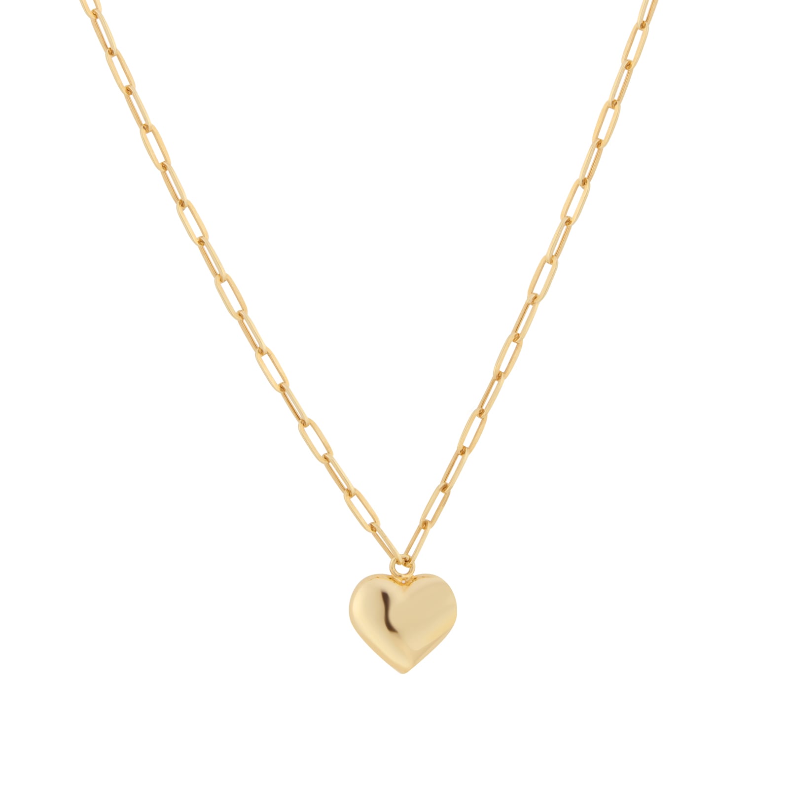 Goldsmiths 9ct Yellow Gold Puff Heart Paperlink Chain Necklace Goldsmiths 9ct Yellow Gold Puff Heart Paperlink Chain Necklace
