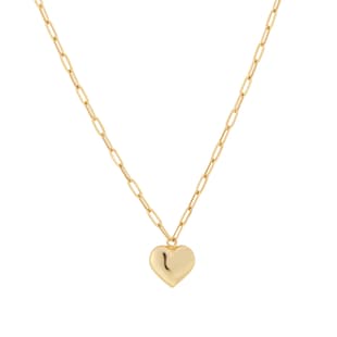 Goldsmiths 9ct Yellow Gold Puff Heart Paperlink Chain Necklace