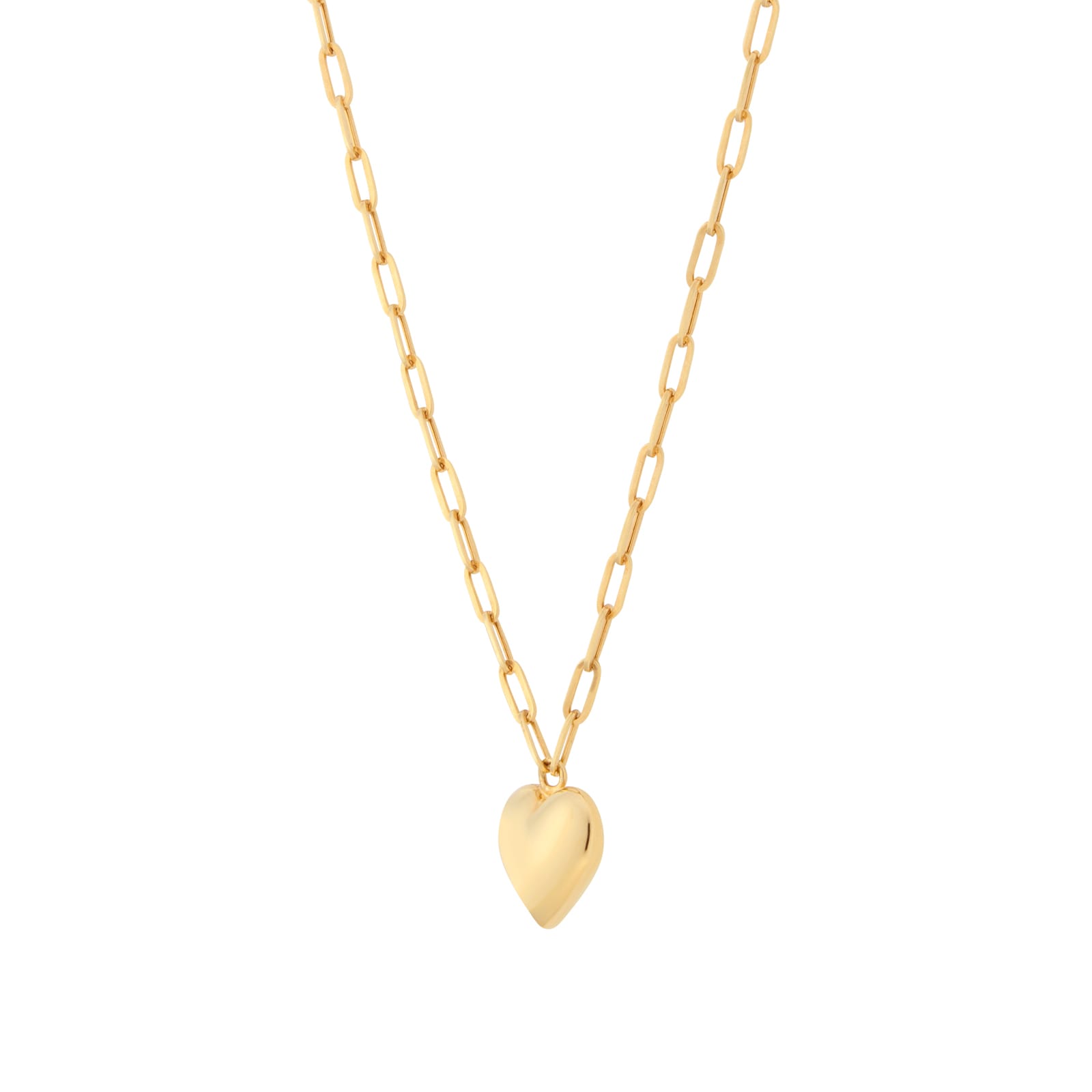 Goldsmiths 9ct Yellow Gold Puff Heart Paperlink Chain Necklace Goldsmiths 9ct Yellow Gold Puff Heart Paperlink Chain Necklace