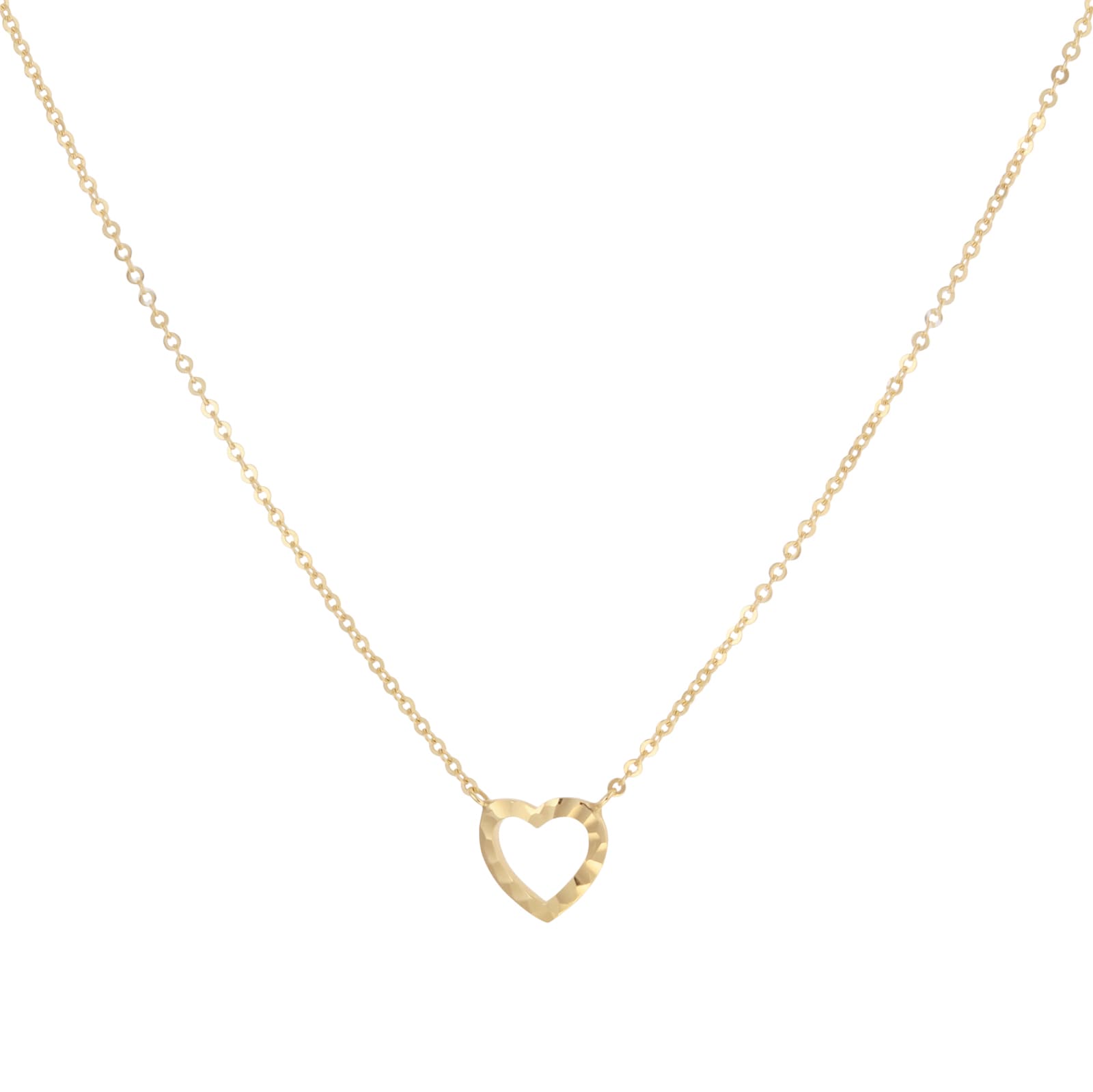 Goldsmiths 9ct Yellow Gold Diamond Cut Heart Pendant