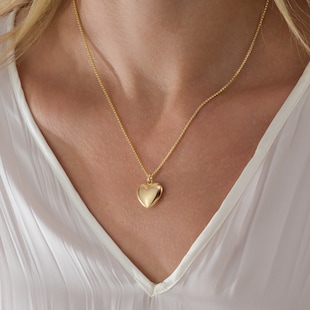 Goldsmiths 9ct Yellow Gold 16x18 Puff Heart Pendant