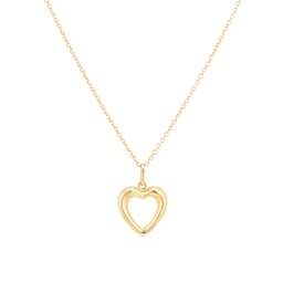 14400146 - 9ct Yellow Gold Floating Heart Belcher Chain Necklace