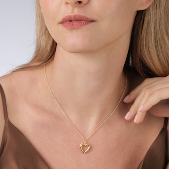 Goldsmiths 9ct Yellow Gold Floating Heart Belcher Chain Necklace