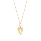 Goldsmiths 9ct Yellow Gold Floating Heart Belcher Chain Necklace