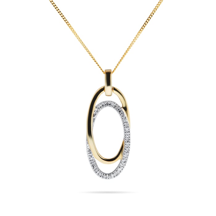 Goldsmiths 9ct Yellow and White Gold Fluid Oval Rings Pendant