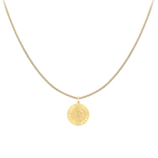 Goldsmiths 9ct Yellow Gold 24mm St Christopher Pendant, complete with a Curb Chain