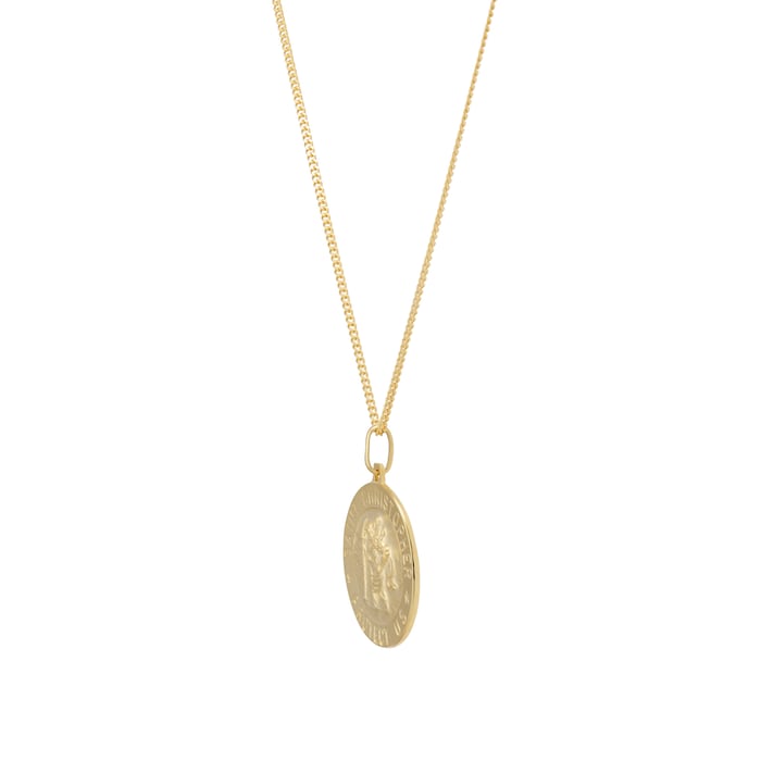 Goldsmiths 9ct Yellow Gold 24mm St Christopher Pendant, complete with a Curb Chain