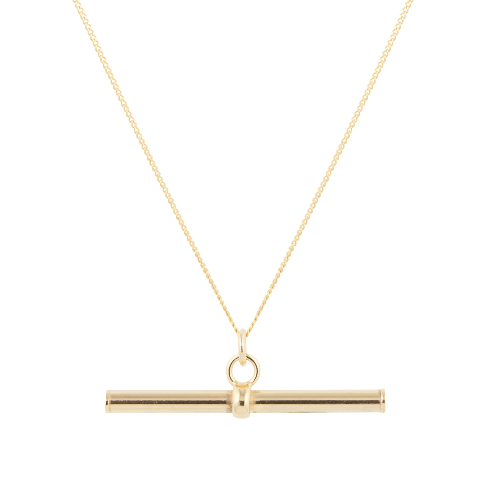 IBB 9ct Gold T-Bar Hollow Curb Chain Necklace, Gold at John Lewis & Partners