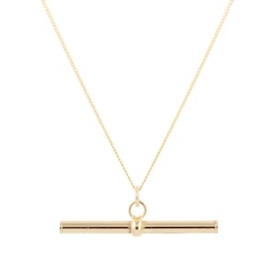 Goldsmiths 9ct Yellow Gold 30mm T-Bar Pendant with Chain.