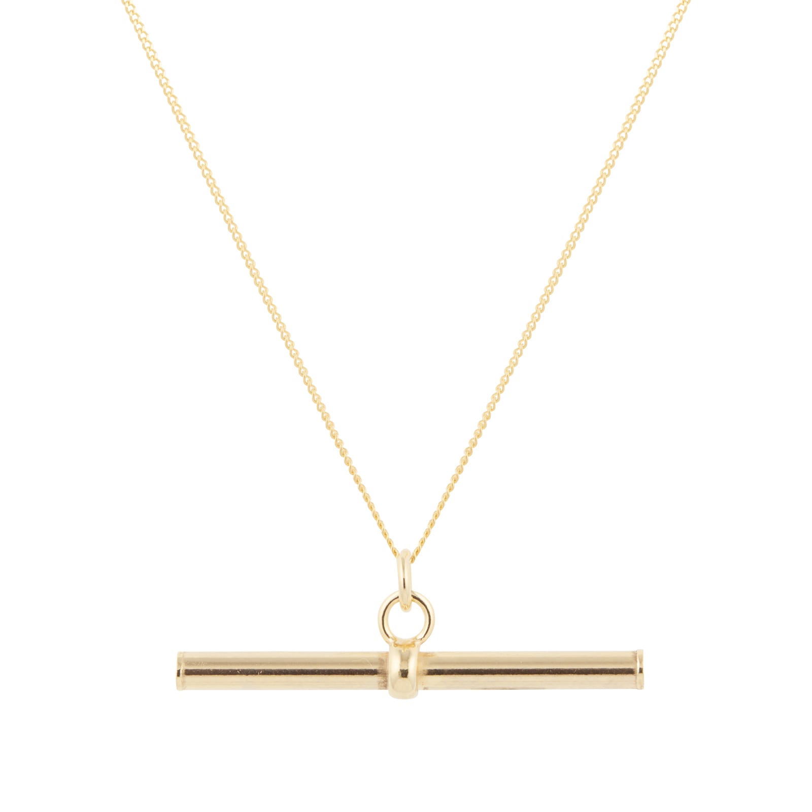 Goldsmiths 9ct Yellow Gold 30mm T-Bar Pendant with Chain.