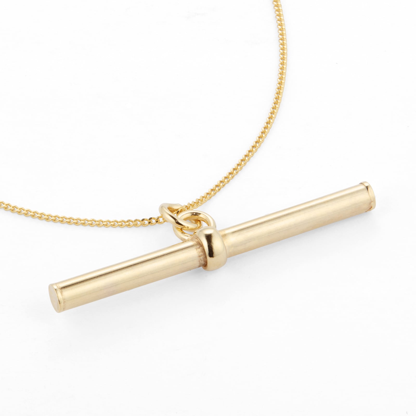 Goldsmiths 9ct Yellow Gold 30mm T-Bar Pendant with Chain. Goldsmiths 9ct Yellow Gold 30mm T-Bar Pendant with Chain.