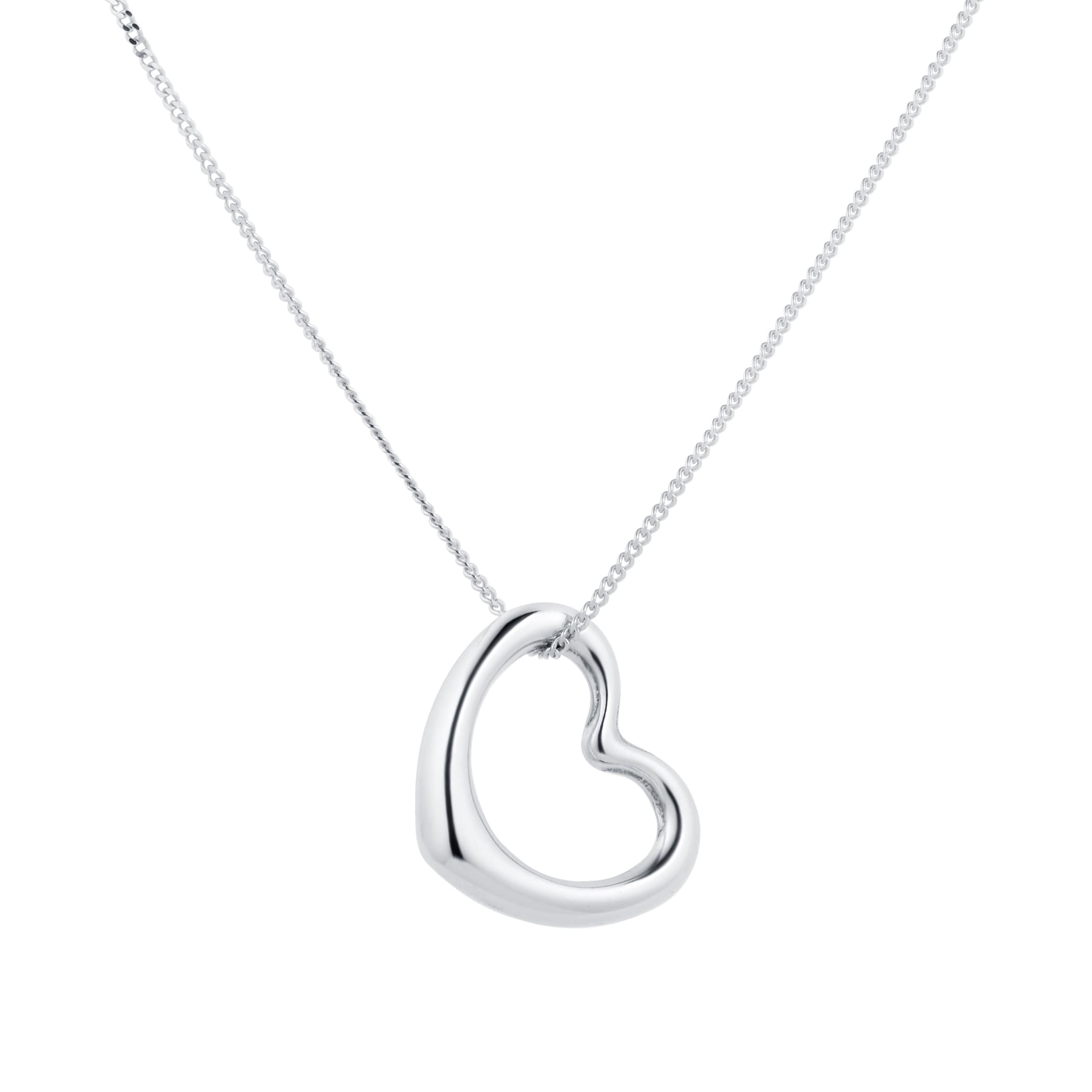 Goldsmiths 9ct White Gold Plain Heart Pendant Goldsmiths 9ct White Gold Plain Heart Pendant