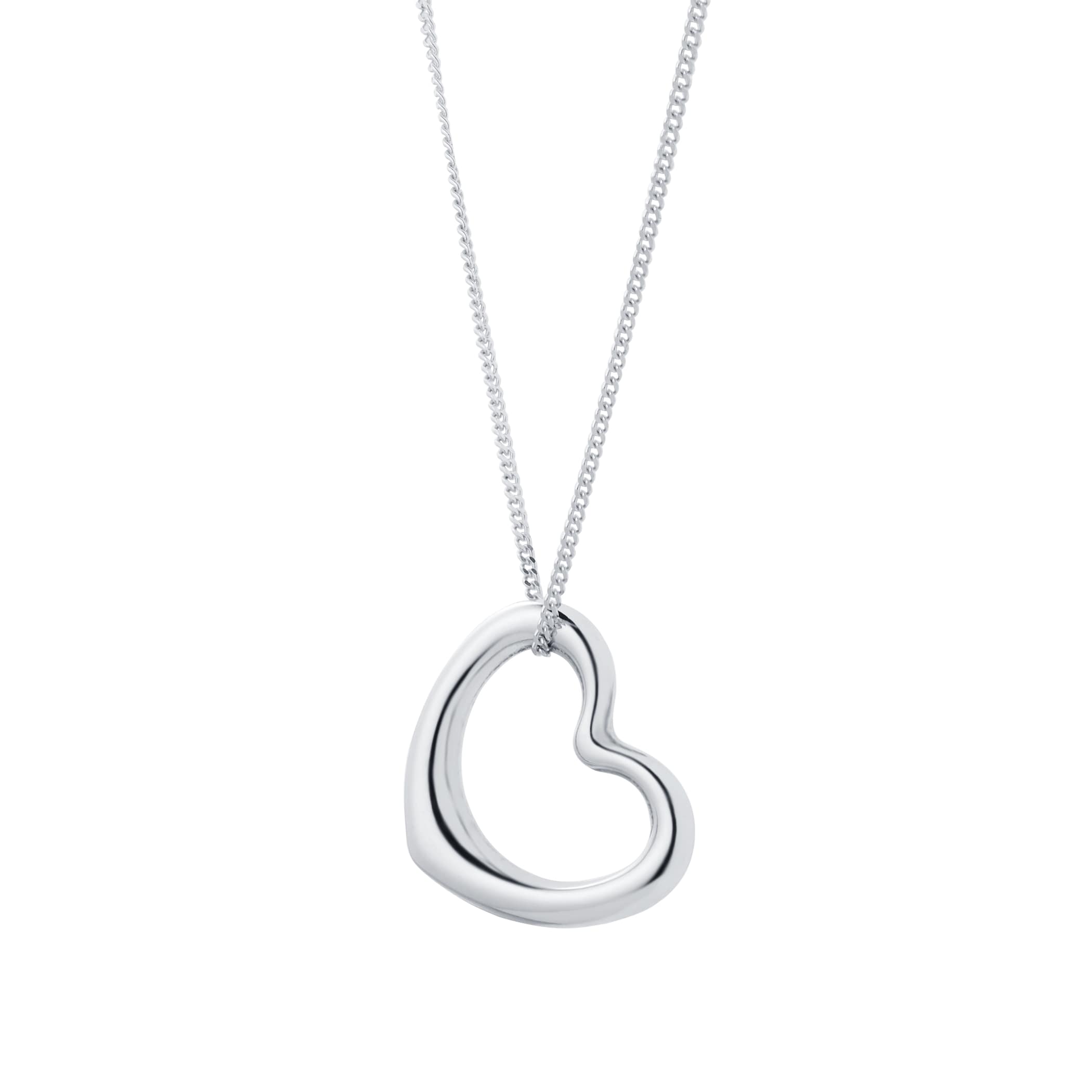Goldsmiths 9ct White Gold Plain Heart Pendant Goldsmiths 9ct White Gold Plain Heart Pendant