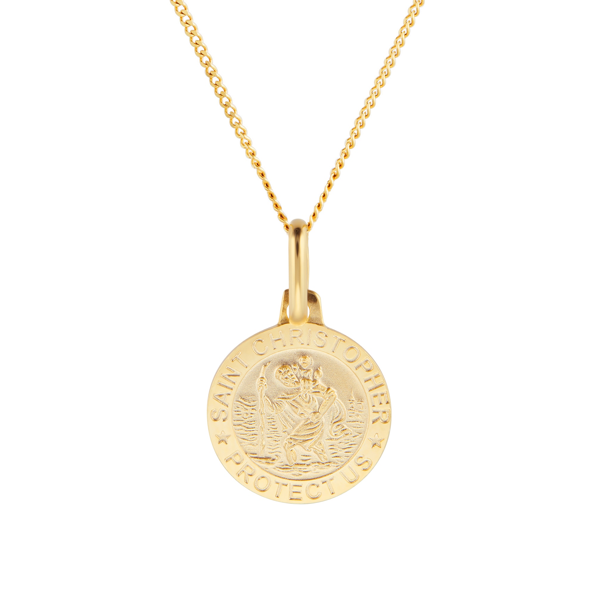 9ct Yellow Gold St Christopher Pendant Necklace