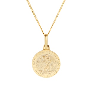 Goldsmiths 9ct Yellow Gold St Christopher Pendant Necklace