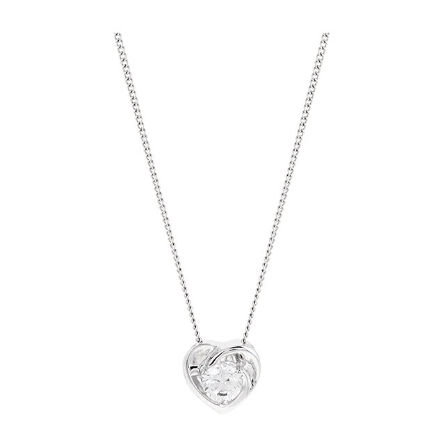 Goldsmiths 9ct White Gold Cubic Zirconia Heart Pendant
