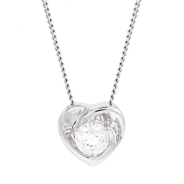 Goldsmiths 9ct White Gold Cubic Zirconia Heart Pendant