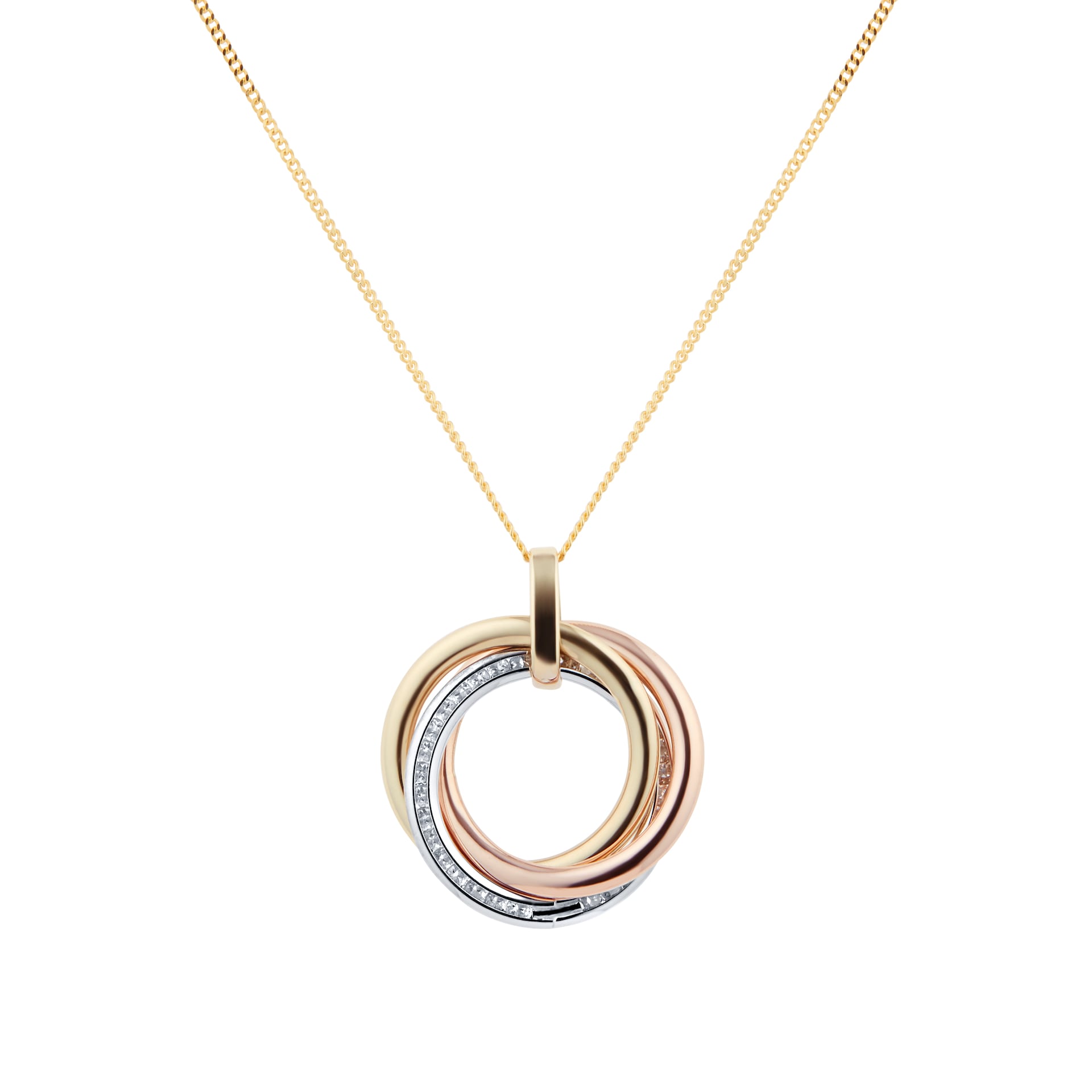 Goldsmiths 9ct Three Colour Gold Three Circle Pendant