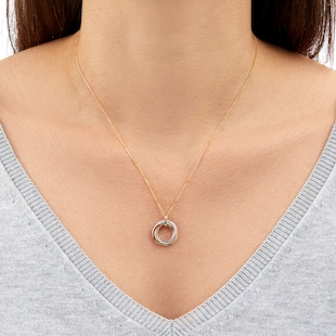 Goldsmiths 9ct Three Colour Gold Three Circle Pendant