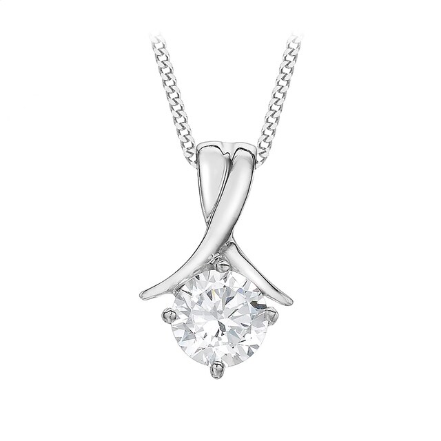 Goldsmiths 9ct White Gold Cubic Zirconia Crossover Pendant