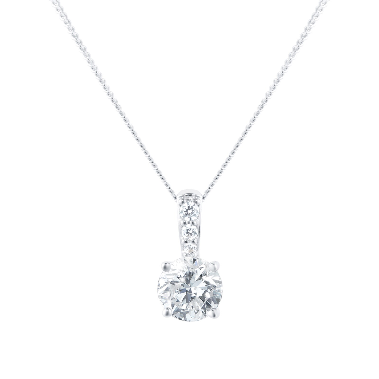 Goldsmiths 9ct White Gold Round Brilliant 5mm Cubic Zirconia Pendant Goldsmiths 9ct White Gold Round Brilliant 5mm Cubic Zirconia Pendant