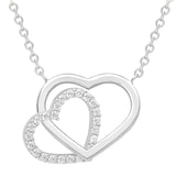 Goldsmiths 9ct White Gold Plain and Cubic Zirconia Heart Necklace