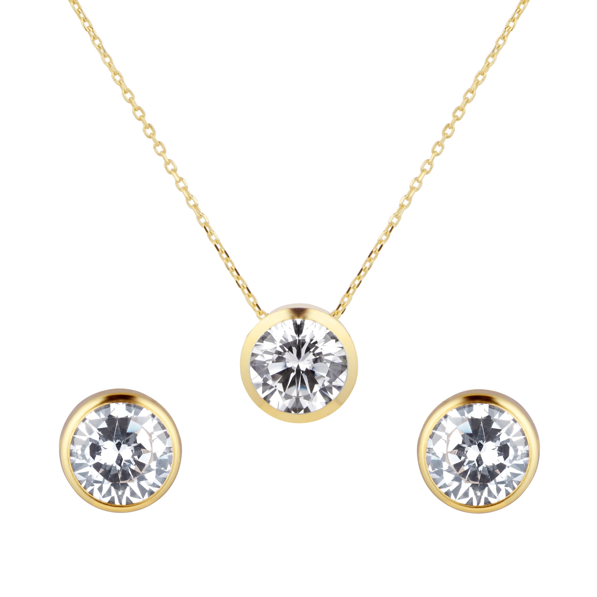 9ct Gold Heart Cubic Zirconia Necklace And Earrings Gift Set - G5016 |  F.Hinds Jewellers