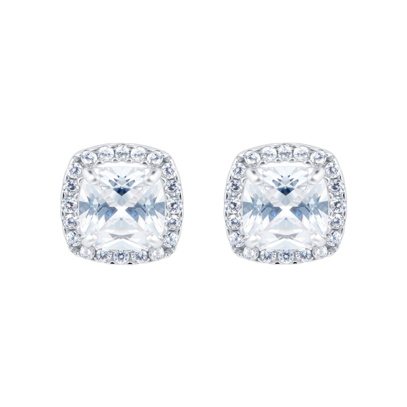 Goldsmiths 9ct White Gold Cubic Zirconia Cushion Cut Pendant & Earring