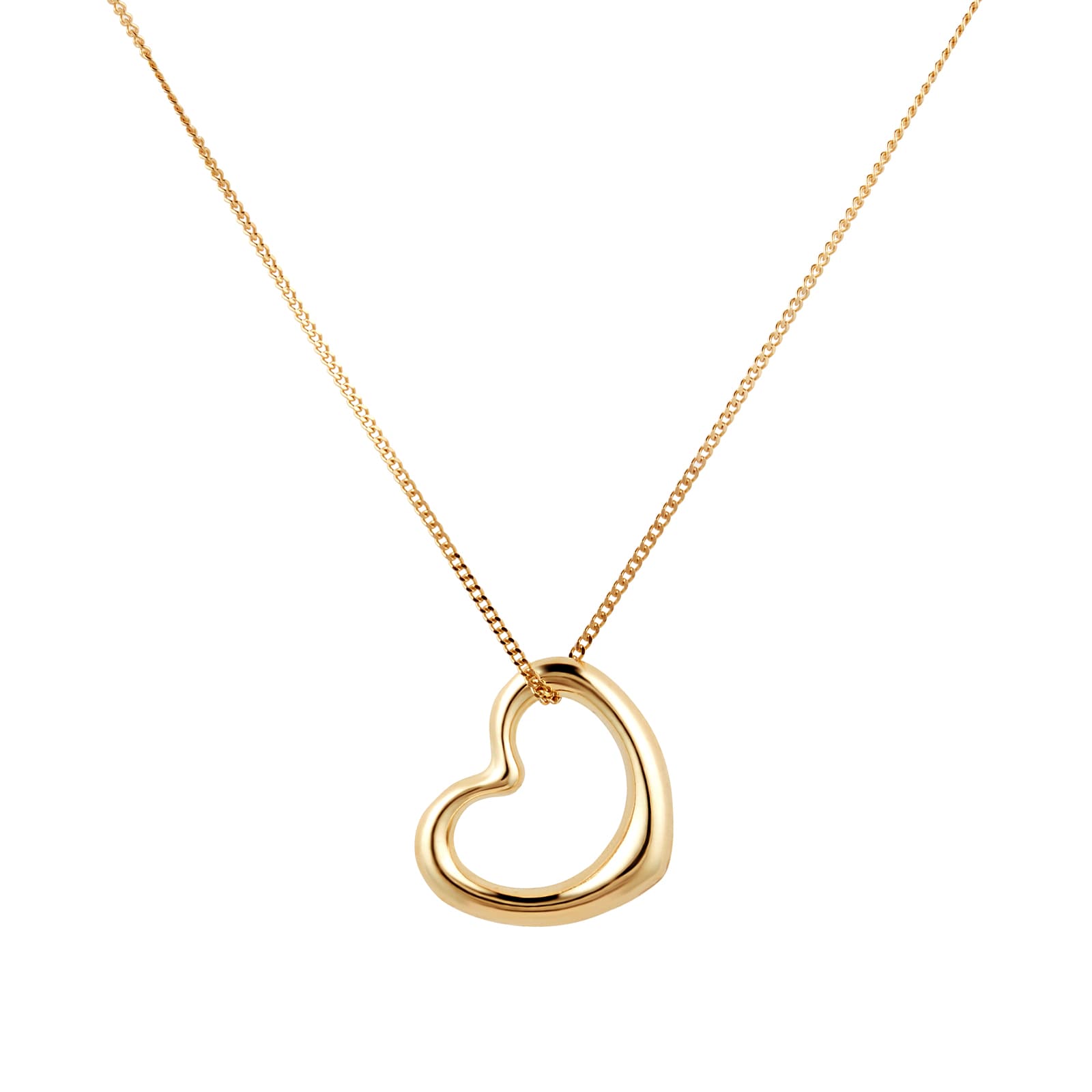 18ct Yellow Gold Open Heart Floating Pendant