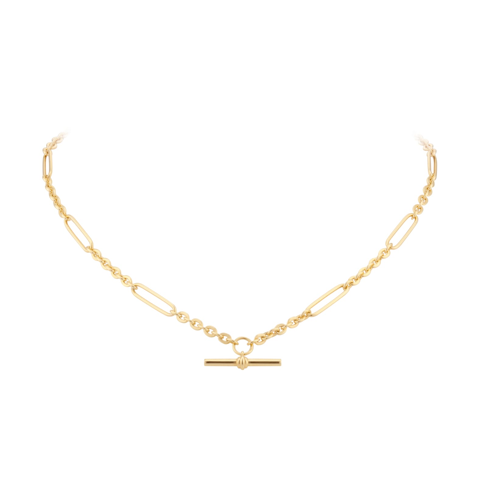 Goldsmiths 9ct Yellow Gold Figaro T-Bar Chain Necklace