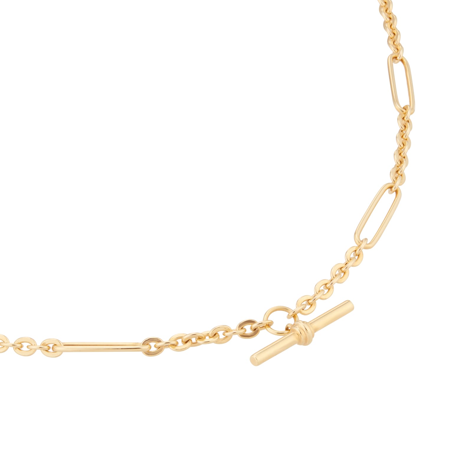 Goldsmiths 9ct Yellow Gold Figaro T-Bar Chain Necklace