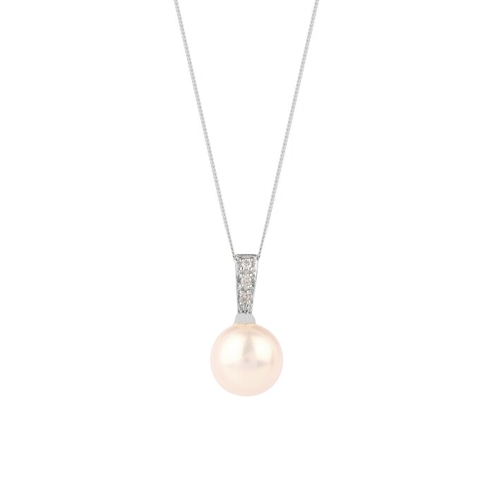 Goldsmiths 9ct White Gold 8.5-9.0mm Fresh Water Pearl Pendant