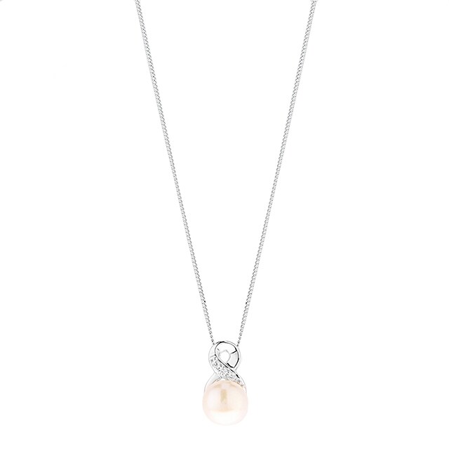 Goldsmiths Sterling Silver Fresh Water Pearl Twist Pendant