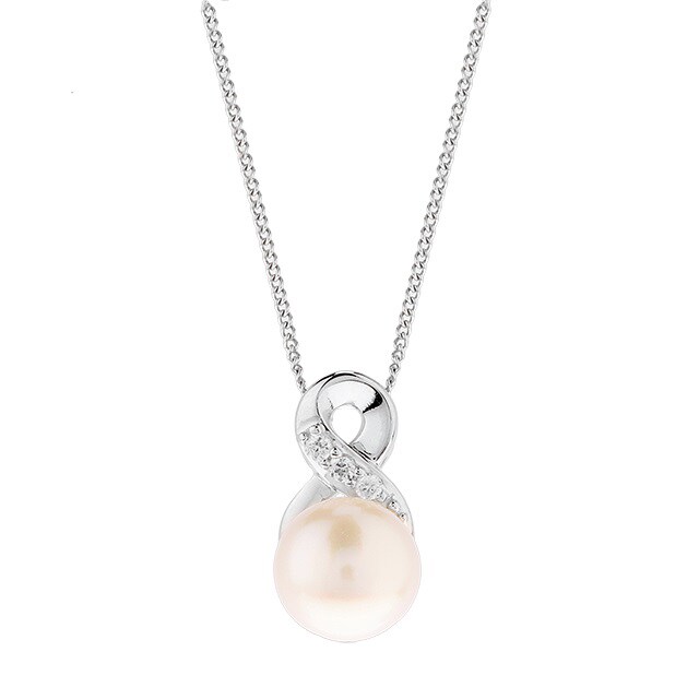 Goldsmiths Sterling Silver Fresh Water Pearl Twist Pendant
