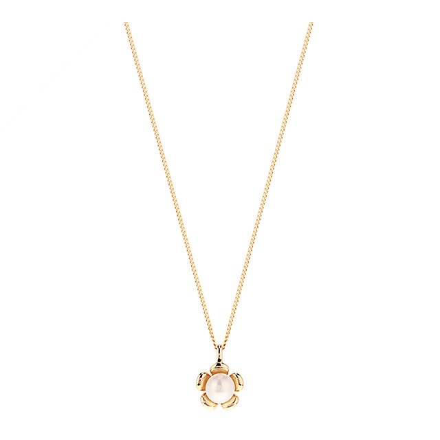 Goldsmiths 9ct Yellow Gold Pearl Flower Pendant