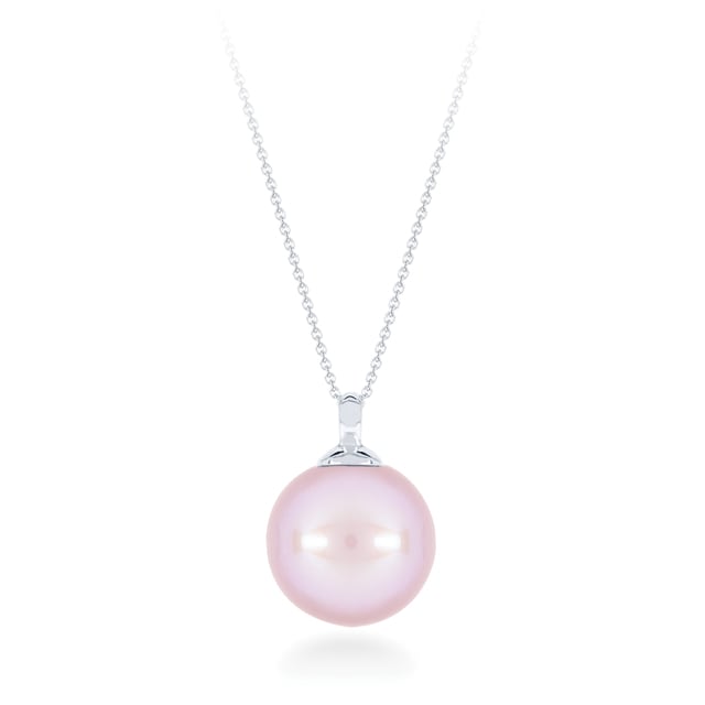 Mappin & Webb 18ct White Gold 10mm Pink Freshwater Pearl Pendant