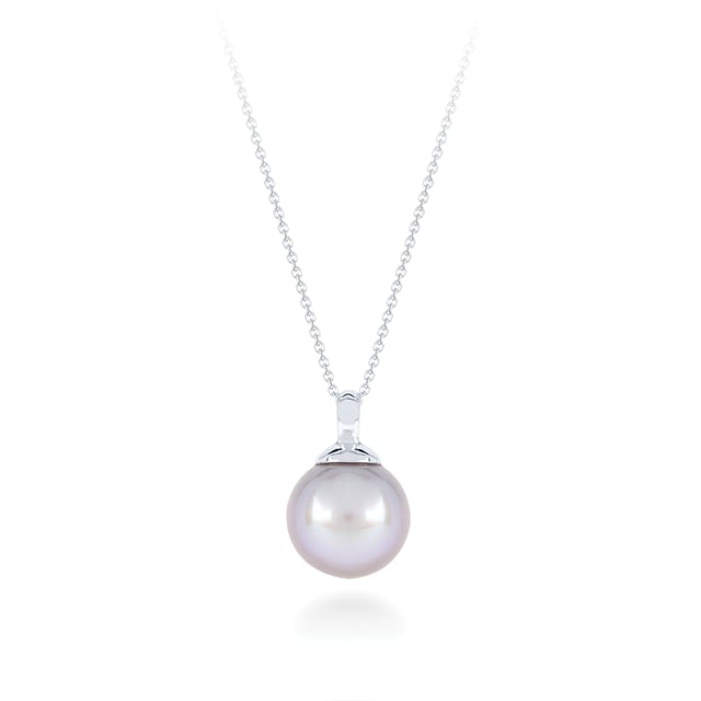 Mappin & Webb 18ct White Gold 10mm Grey Freshwater Pearl Pendant