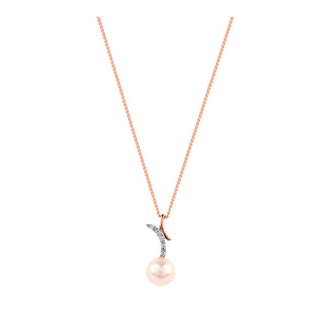 Goldsmiths 9ct White And Rose 7-7.5mm Pearl 0.015ct Diamond Pendant