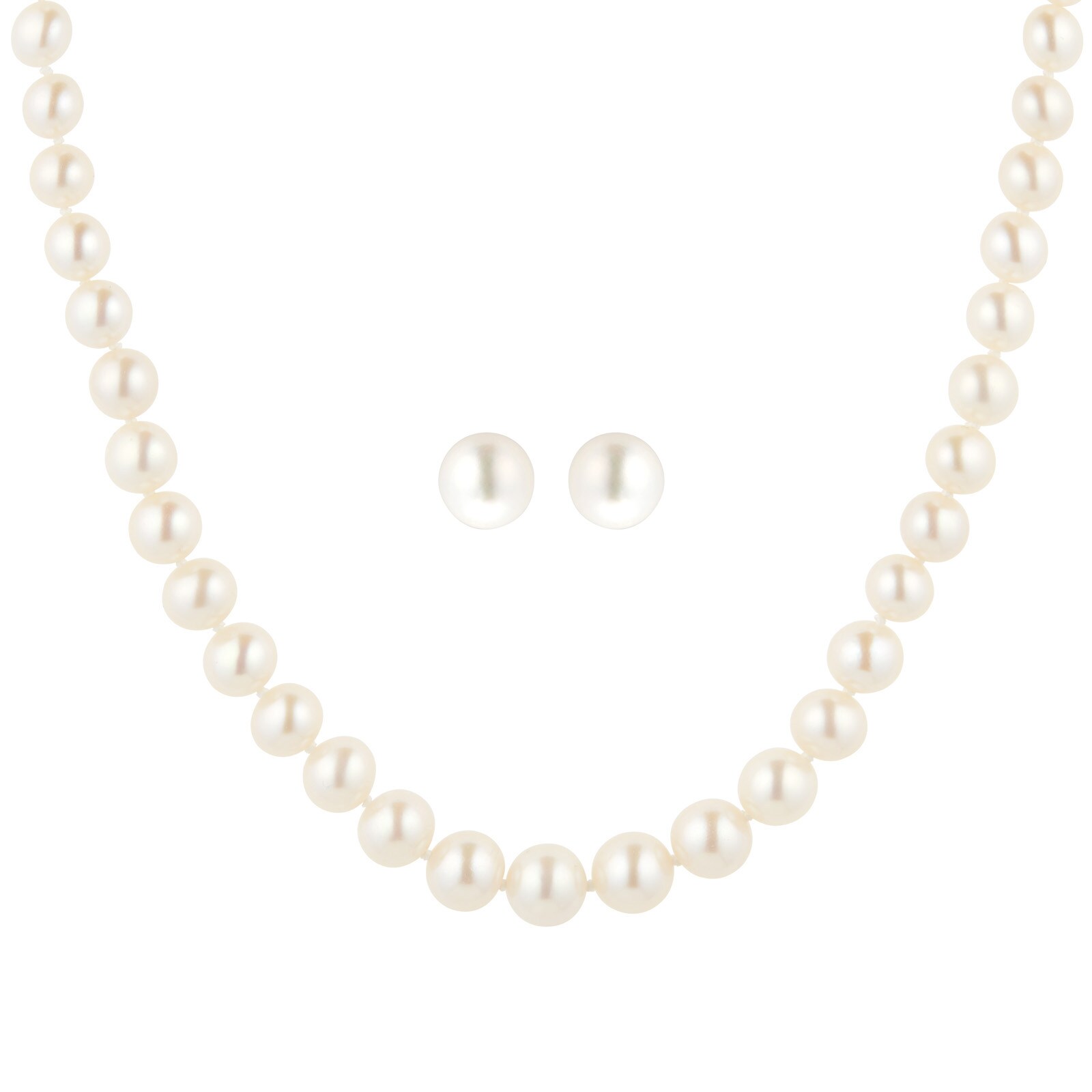 Goldsmiths 9ct Yellow Gold Graduated Pearl Strand and Stud Set Goldsmiths 9ct Yellow Gold Graduated Pearl Strand and Stud Set