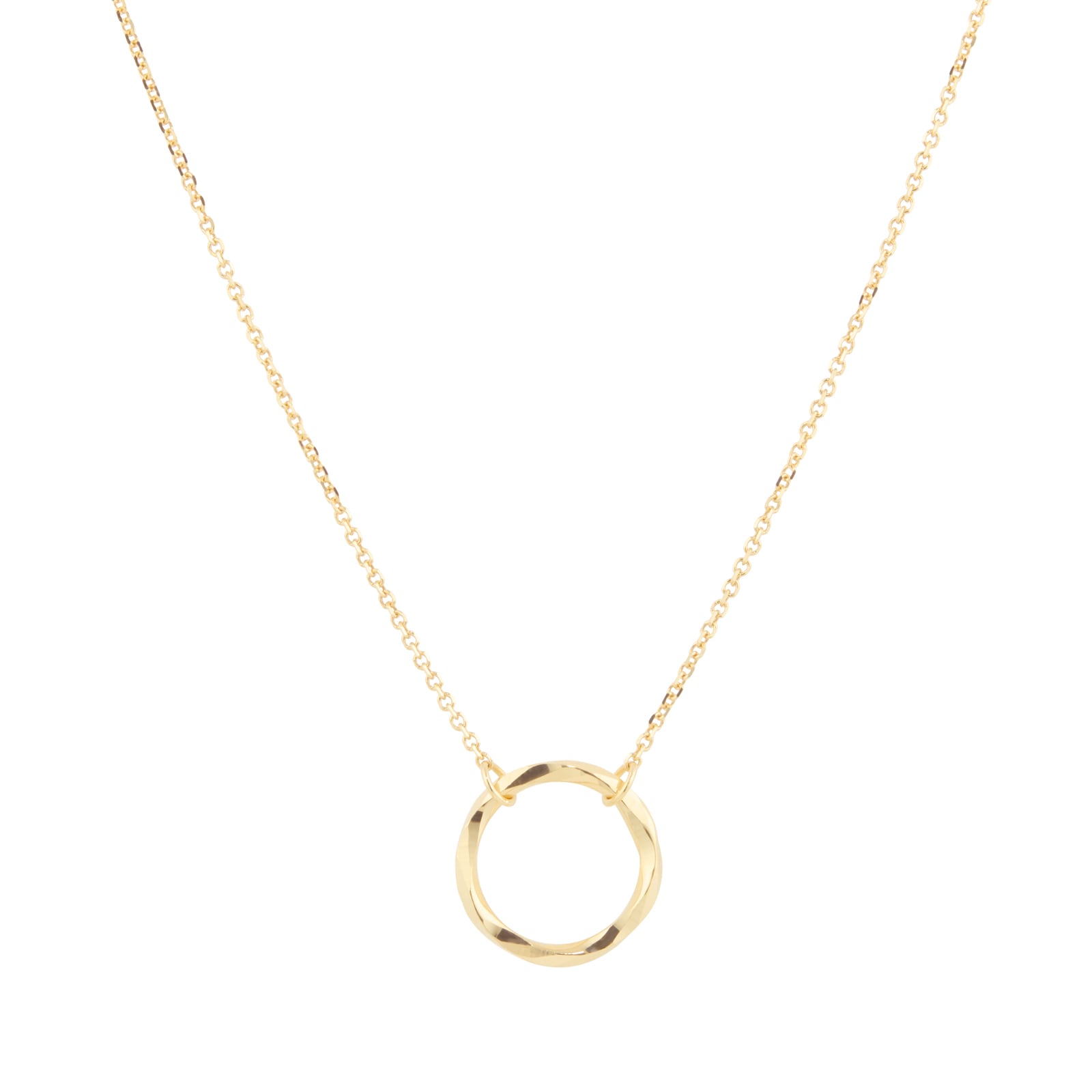 Mappin & Webb 18ct Yellow Gold Fluid Diamond Cut Circle Pendant