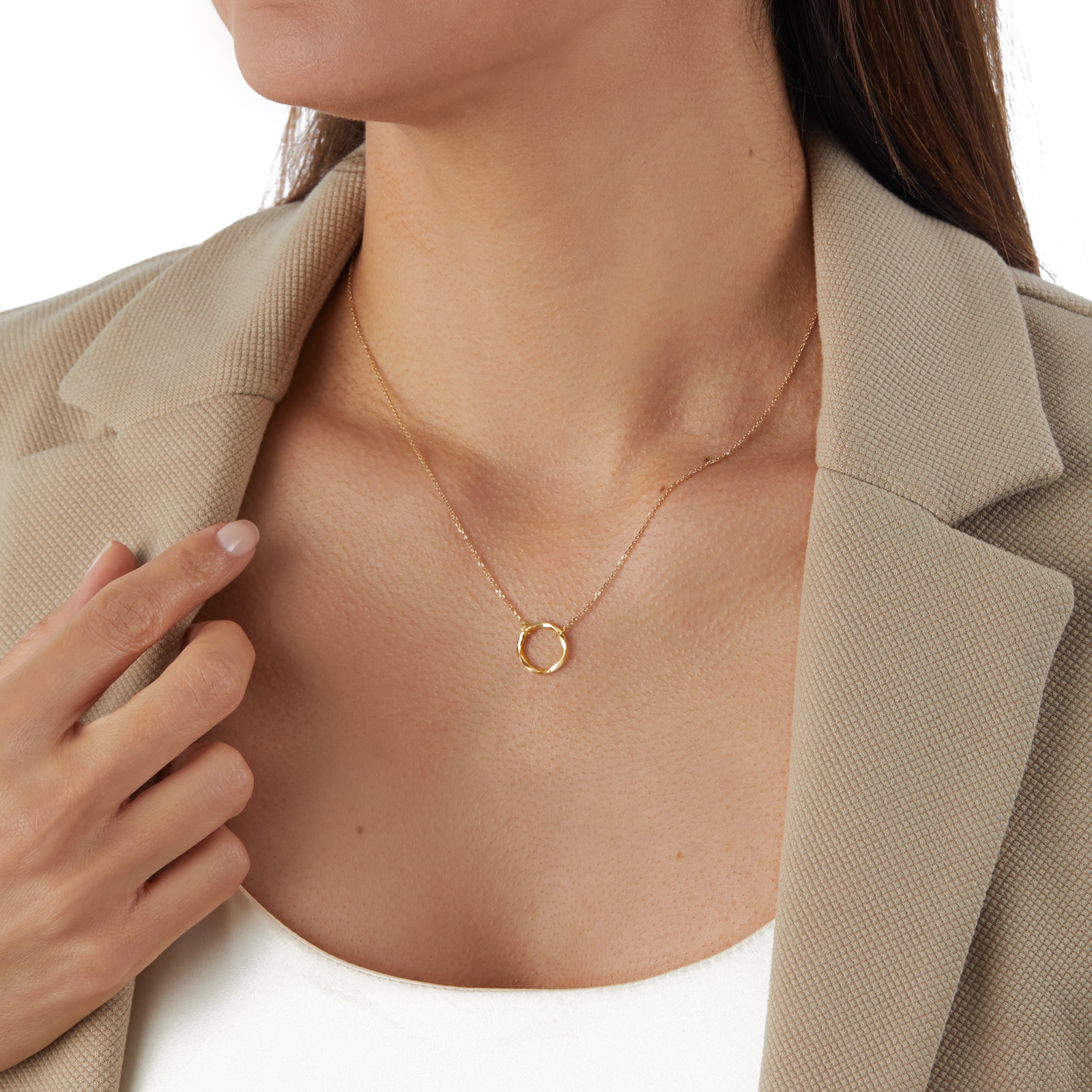 Mappin & Webb 18ct Yellow Gold Fluid Diamond Cut Circle Pendant