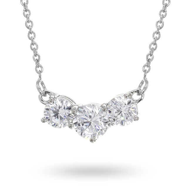 Goldsmiths Silver Cubic Zirconia Three Stone Necklace