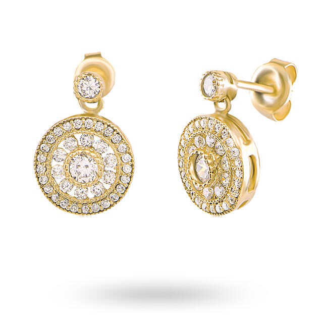 Goldsmiths Gold Plated Cubic Zirconia Antique Style Necklace and Earring Set